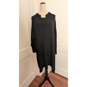 Vintage Little Journeys Chicago -Knit Alpaca Wool Cardigan w/ Buttons-Black-OS